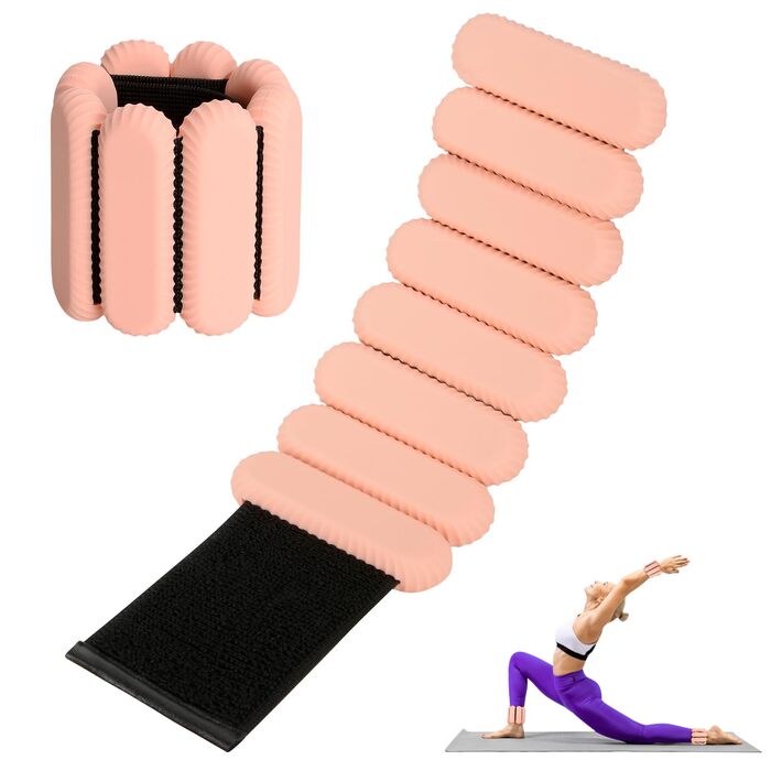 Ваги для зап'ясть та щиколоток для жінок та чоловіків, регульовані, силіконові, для фітнесу, йоги, бігу, танців - рожеві