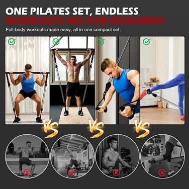 Набір для пілатесу HPYGN з 4 еластичними стрічками, регульоване обладнання для пілатесу для жінок та чоловіків, багатофункціональний набір для фітнесу, стрічки для стегон, ніг, рук, домашній спортзал, йога, силові тренування, розтяжка (чорний)
