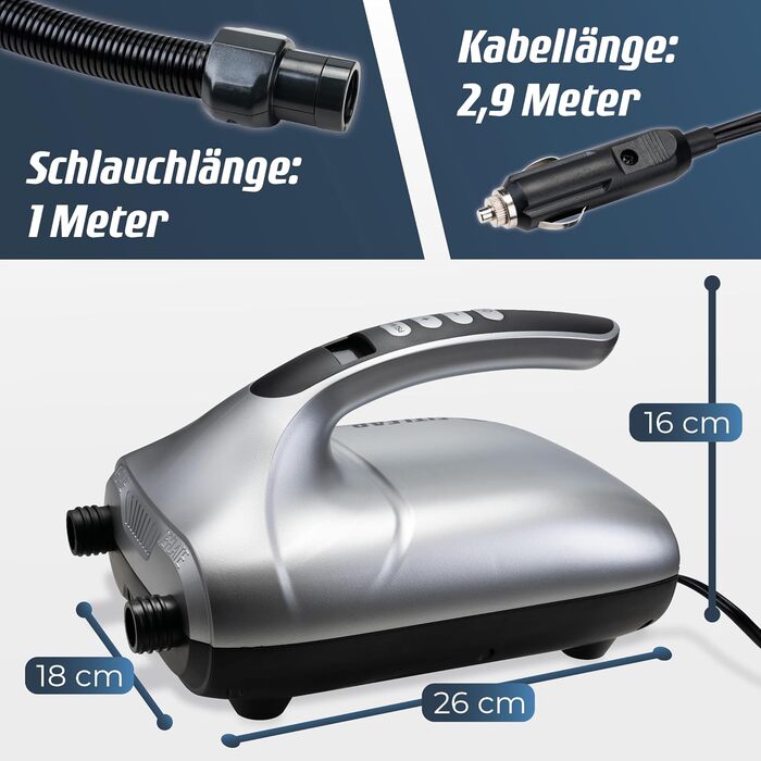 Електричний насос Fitleap для SUP, надувних матраців, каяків та ін. 12V, 20 PSI, 2-в-1 (надування/здування)