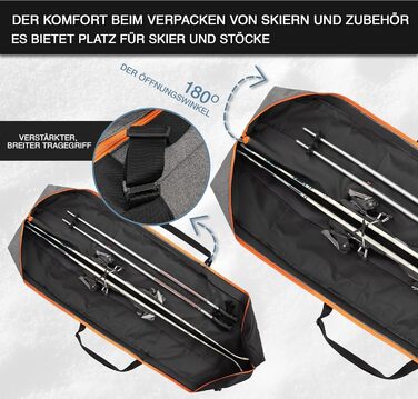 Чохол для лиж GREMEX Skitasche: водонепроникний, міцний, ергономічний, для 1 пари лиж, 160 см, аксесуар для лиж, блакитний + жовтий