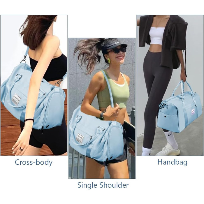 Спортивна сумка Flintronic для подорожей, валіза-мішок з відділенням для взуття та мокрих речей, водонепроникна сумка для ночівлі та багажу, чорна (#2 синя)