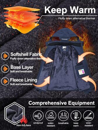 Чоловіча лижна куртка QPNGRP, водонепроникна, ізольована, зимова, 5 кишень на блискавці (S, темно-синій)