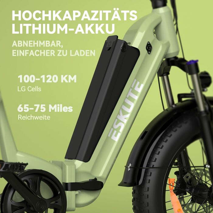 Електровелосипед ESKUTE Star, складаний, 20 дюймів, Fat Tire, 36V 25Ah, до 120 км, алюмінієвий, 7 швидкостей, для чоловіків і жінок, MTB, для пляжу та снігу