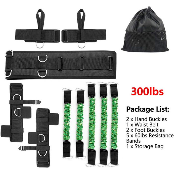 Стрічки для боксу Sfeexun: набір еспандерів для фітнесу та боксу, 300lbs, зелені