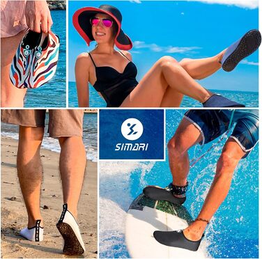 Водні черевики SIMARI для жінок та чоловіків, швидковисихаючі, моделі для плавання та відпочинку на пляжі, спортивні аквашузи SWS001, чорний, розмір 42/43 EU