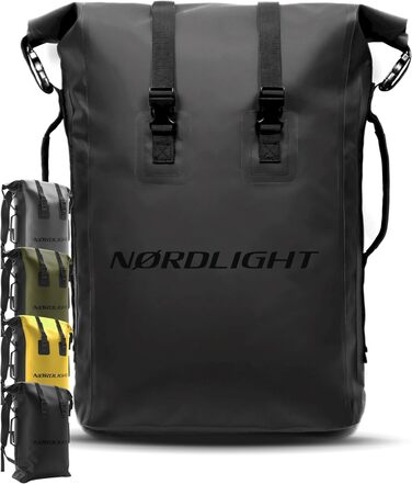Водонепроникний рюкзак Nordlight Dry Bag 35л - Roll Top, з м'яким плечовим ременем, для водного спорту, велосипеда, кур'єра, трекінгу, риболовлі (Чорний, 35 л)