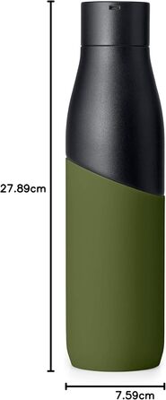 Пляшка LARQ Bottle Movement PureVis 950 мл — легка самочищувальна неізольована пляшка з нержавіючої сталі з UV-стерилізатором для води, багаторазова, для подорожей, чорна/сосна