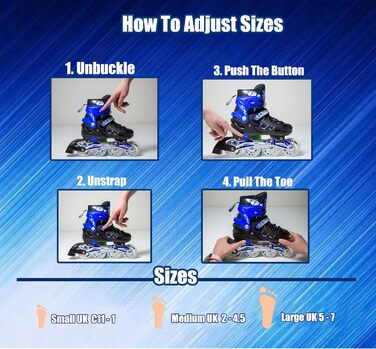 Дитячі ролики-кольоротки з підсвічуванням – ролики для катання для дітей чорно-білі (чорно-сині, розмір M)