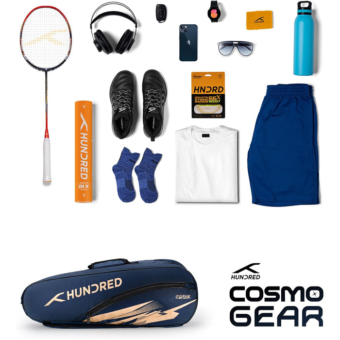 Сумка для бадмінтону Cosmogear: професійна, поліестер, подвійний блискавка, з передньою кишенею, зручні лямки, темно-синя