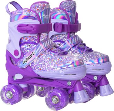 Дитячі ролики Nattork, ролики для дівчаток та хлопчиків, регульовані на 4 розміри, для початківців, для використання в приміщенні та на вулиці
