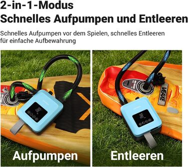 Насос електричний CooSpo для SUP-дошок та каяків 20 PSI з акумулятором (темно-синій)