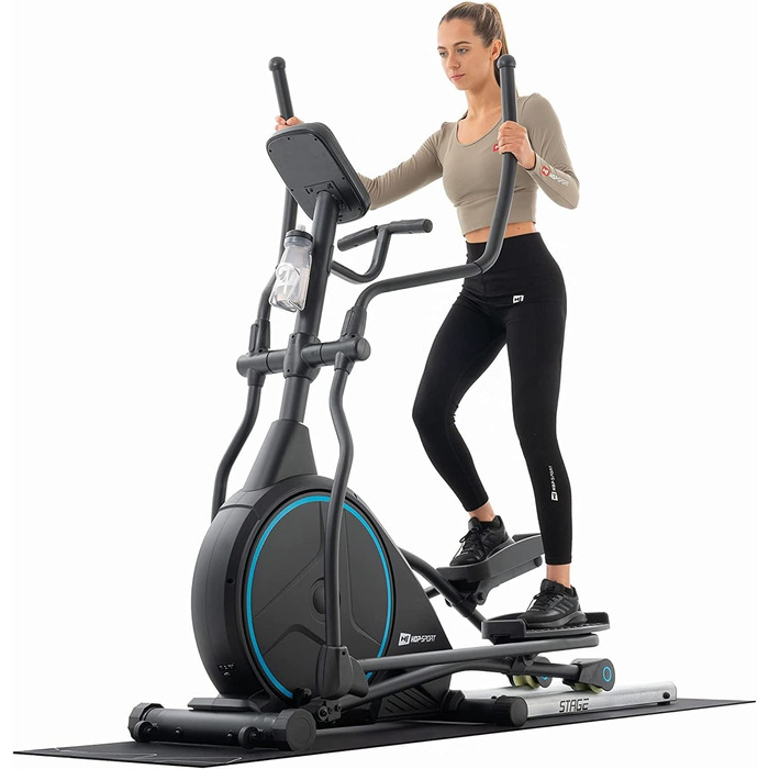 Еліптичний тренажер Hop-Sport HS-160CF Stage, 12 програм, для дому, з транспортними роликами, синій