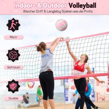 Волейбольний м'яч Aipwerer: для пляжу, залу та тренувань (рожево-білий, розмір 5)