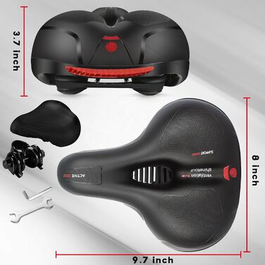 Зручне велосипедне сидіння з м'якою підкладкою Memory Foam, широкий сідло з подвійними амортизаторами та нічними відбивачами для чоловіків і жінок