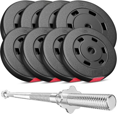 Набір гантелей Hop-Sport 69 кг з довгою штангою і дисками (4x10 кг + 4x5 кг)