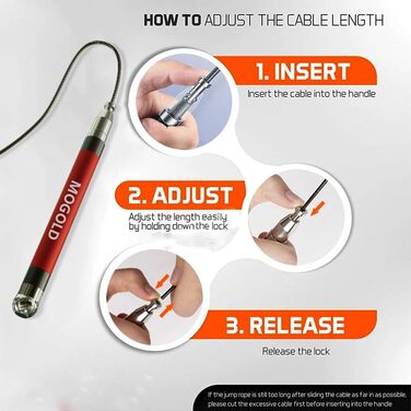 Стрибкове канат MOGOLD з регулюванням довжини, 4 канатні мотузки для кросфіту, кульковий підшипник, силіконовий грип