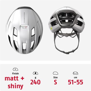 Шолом для велосипеда ABUS PowerDome MIPS - легкий шолом з вентиляцією та захистом від ударів, Made in Italy, для жінок та чоловіків, білий (блискучий білий)