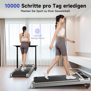 Walking Pad YPOO з регулюванням нахилу, 1-6 км/год: компактне бігове полотно для дому та офісу, до 140 кг, тихе, з LED-дисплеєм, пультом та APP, срібне