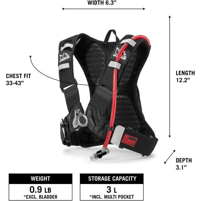 Гідратаційний рюкзак USWE MTB Hydro 3, червоний, для велосипедистів