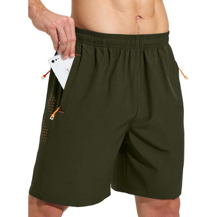 Шорти спортивні чоловічі Cimic для бігу та занять спортом, швидковисихаючі, дихаючі, легкі, з кишенею на блискавці (зелені, XXL)