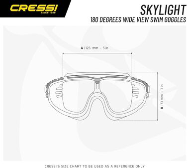 Універсальні плавальні окуляри Cressi Skylight, преміум, 100% UV захист, дзеркальні лінзи, чорна/сіра оправа, високоякісні матеріали