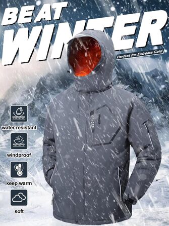 Чоловіча лижна куртка QPNGRP, водонепроникна, ізольована, зимовий пуховик, 5 кишень на блискавці, білий/оптичний сад