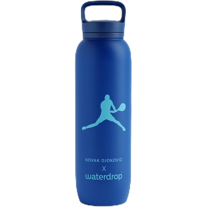 Термобутилка Waterdrop MICRODRINK x Novak Djokovic 1 л — ізольована питна пляшка з нержавіючої сталі, зберігає холод 24 години і тепло 12 годин, герметична та ударостійка