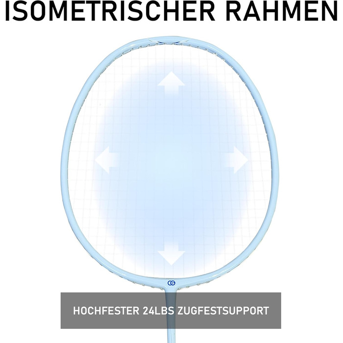 Набір для бадмінтону OGEENIER: 4 ракетки, 6 воланів, сумка, блакитний+жовтий, 3 1/4 дюйма