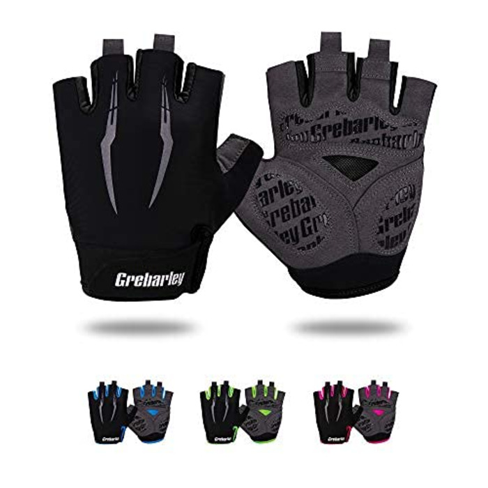 Велосипедні рукавички Grebarley для гірського велосипеда, чорні, унісекс, з антиковзким покриттям та амортизацією