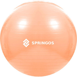 Гімнастичний м'яч SPRINGOS 55 см з насосом, для йоги, пілатесу, фітнесу, фізіотерапії, вагітних, анатомічний, протиковзкий, навантаження до 150 кг, тілесний колір