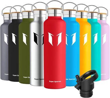 Пляшка для води Super Sparrow з нержавіючої сталі, термос, герметична, BPA Free, 350/500/620/750/1000 мл, для дітей, спорту, школи, з 2 кришками