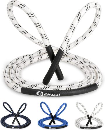 Стрибкове канат Cravallo® Springseil I 3 метри Fatburner Speed Jumping Rope I для дорослих, професійний, для боксу, витривалості, MMA, HIIT, блакитно-білий (2.80 м)