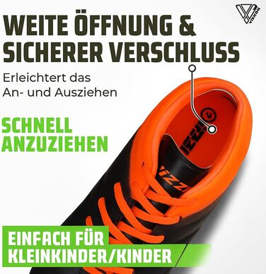 Дитячі футбольні бутси Vizari FG для штучного та натурального газону | Unisex моделі для хлопчиків та дівчаток | Розміри 25-38, чорно-оранжеві