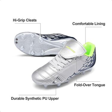 ДREAM PAIRS Дитячі футбольні бутси з низьким верхом, довгі шипи, спортивне взуття для легкоатлетики, тренувань, стрибків у довжину, бігу, футболу. Зносостійкі, з сильним зчепленням, 32 EU, світло-сірий, темно-синій