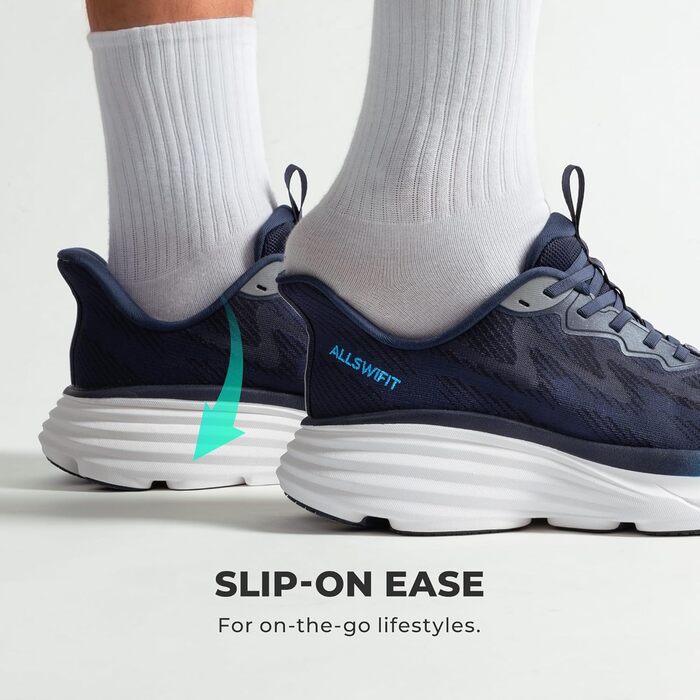 Чоловічі кеди Allswifit для ходьби та спорту: зручні, без шнурків, сині (42 EU)