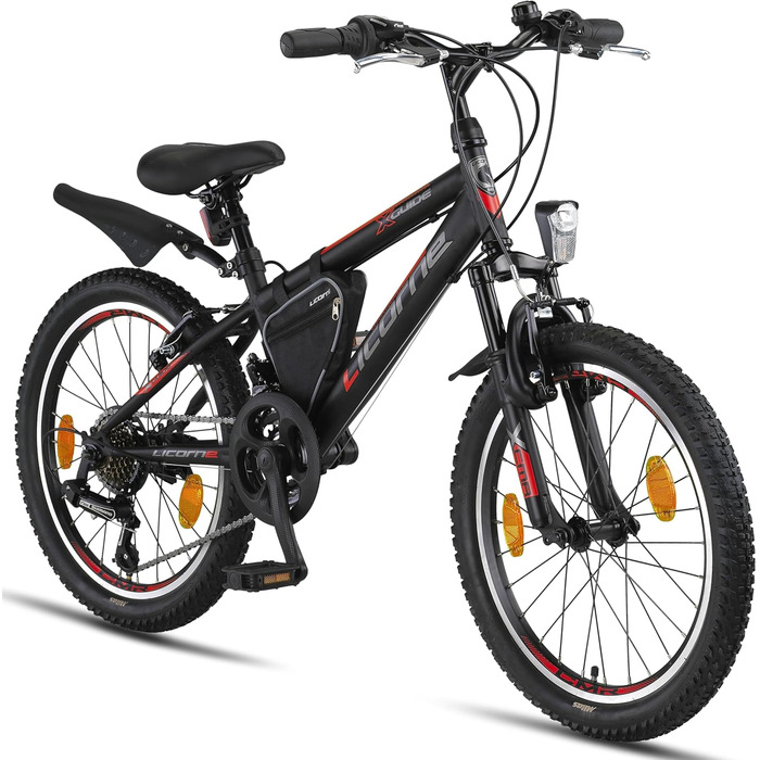 Гірський велосипед Licorne Bike Guide Premium 20 дюймів для дітей, чоловіків і жінок, 21-швидкісний (18 передач у 20-дюймовій версії)