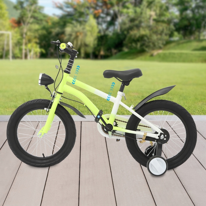 Дитячий велосипед 16 дюймів з підсвіткою та бічними колесами для дітей 5-8 років
