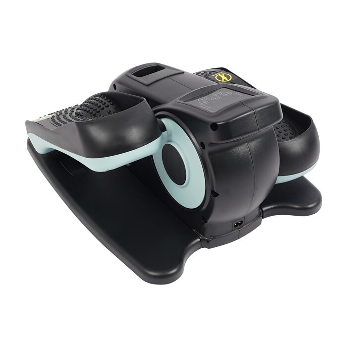 Еліптичний тренажер під стіл з пультом та дисплеєм, регульована швидкість, електричний, для ніг та рук (Чорний+Блакитний)