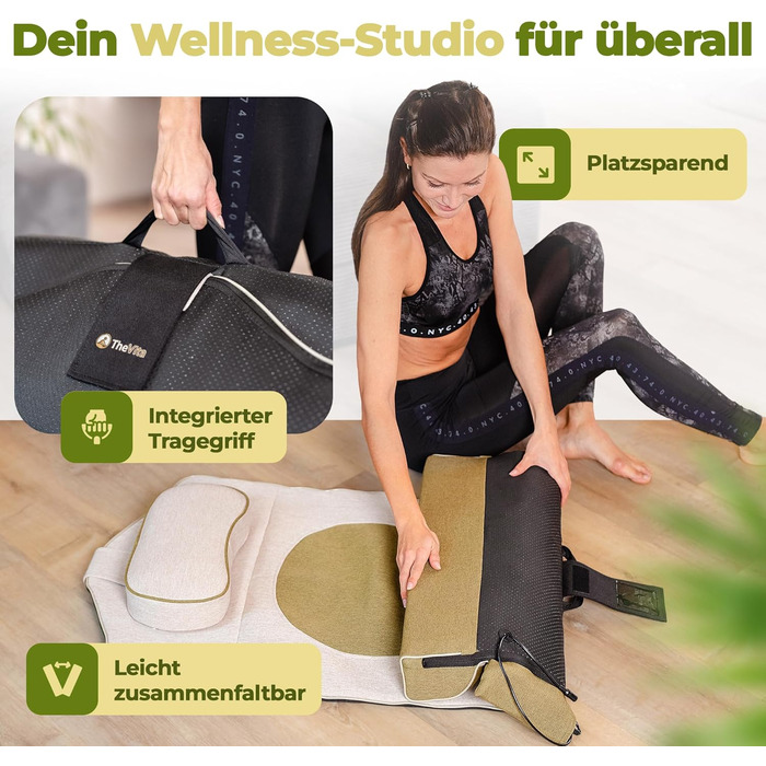 Електрична масажна килимок VitaStretch з льону | 4 програми для спини, плечей, стегон | Функція підігріву, таймер