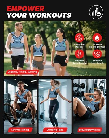 Вага для тренувань BAGAIL: регульована жилетка з відкидними вагами, для силових тренувань, фітнесу та аеробіки (Блакитна, 5.5-8.2 кг)