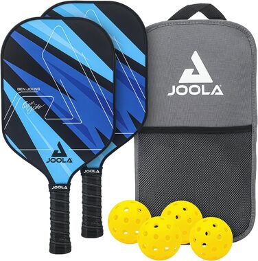 Набір для піклболу JOOLA Blue Lightning: 2 ракетки, 4 м'ячі, сумка, 7 предметів, синій, ідеально для відпочинку