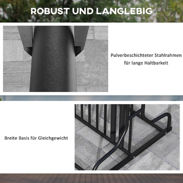 DURHAND Bicycle Stand Multi-Stand Колісна підставка Атмосферостійка підставка для 4 велосипедів, двостороння, сталева 90 x 80 x 80 см, чорна | Аосом