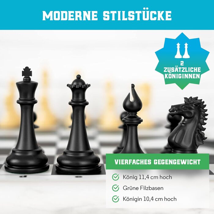Професійний шаховий набір Best Chess Set Ever 4X: турнірні фігури Staunton із силікону, чотирикратна вага (король 11,4 см), складана двостороння дошка 50x50 см, для дорослих і дітей, комплект для турнірної гри