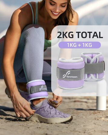 Утяжелители для рук и ног Sportneer (1кг * 2, фиолетовые) для фитнеса, бега, ходьбы и силовых тренировок
