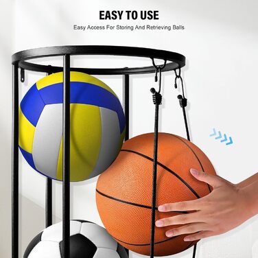 Стійка для м'ячів на колесах, органайзер для спортивного інвентарю, стійка для зберігання футболу та баскетболу, настінний тримач, знімна конструкція