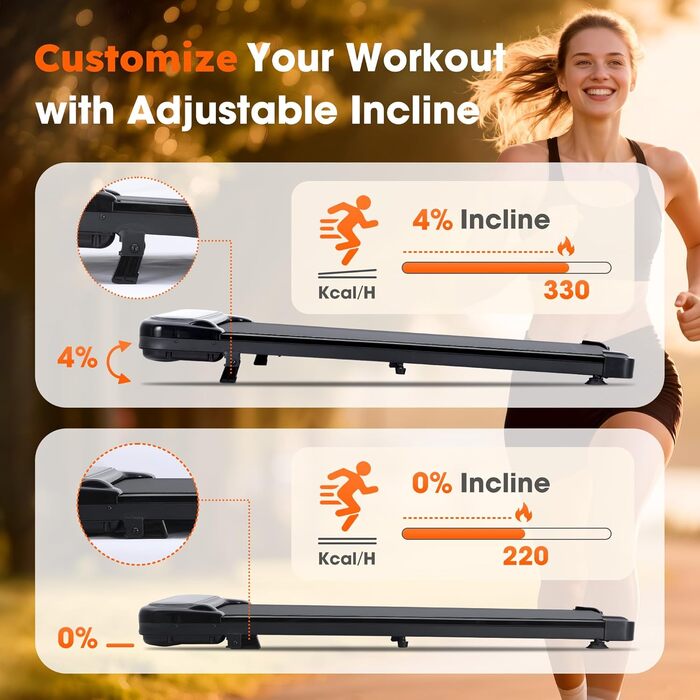 Бігова доріжка Alphaflow Walking Pad для дому та офісу з нахилом 4%, LED-дисплеєм та дистанційним керуванням