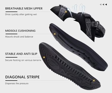 Чоловічі сандалі OncaI Wandersandalen для пляжу та спорту, чорні, розмір 44 EU