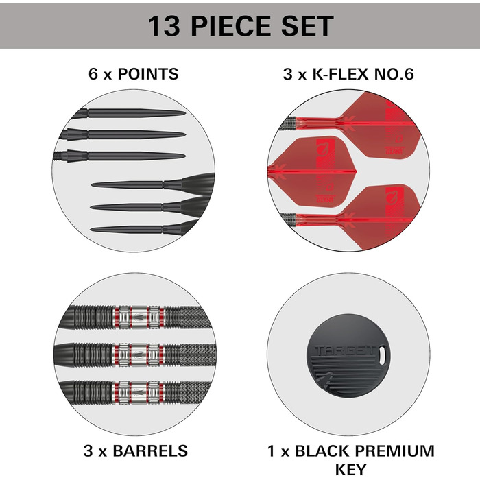 Дротики Target Darts Gabriel Clemens 95K Swiss Point, 95% вольфраму, K-Flex, 21/22/23 г, професійний набір