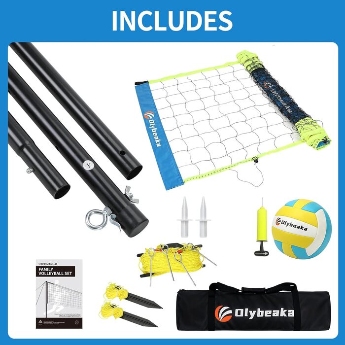 Волейбольне мережеве поле для трави, газону, двору, в приміщенні та на вулиці. Регульоване по висоті, міцне, комплект з натягувачами та затискачами. 32 фути, блакитний + жовтий