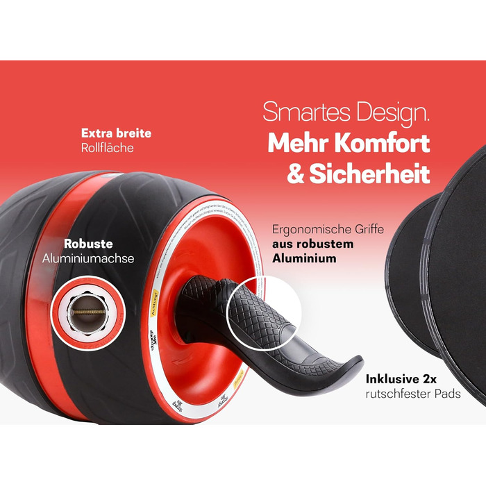 Ролер для пресу Strongr.life - тренажер для пресу для дому з толкаючими панелями, широкий ролер для фітнесу, обладнання для дому